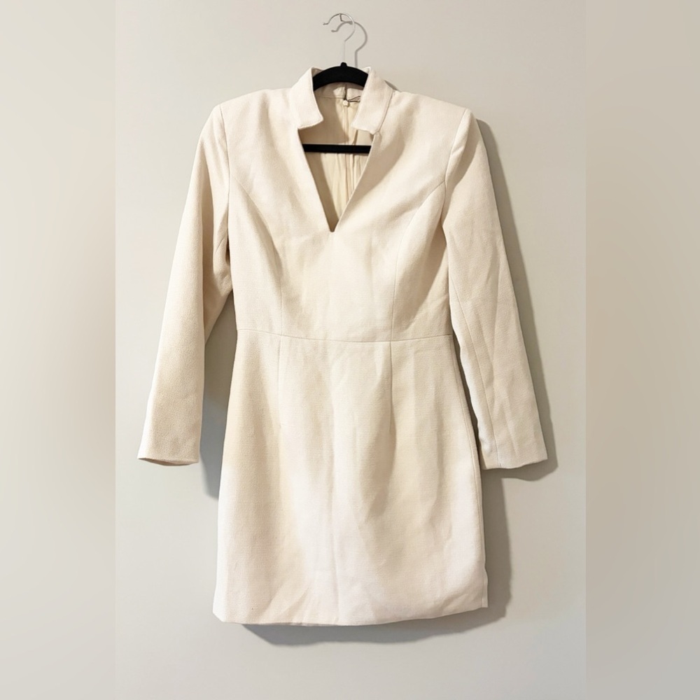 MOOYIUS Cream Long-Sleeve V-Neck Shift Dress